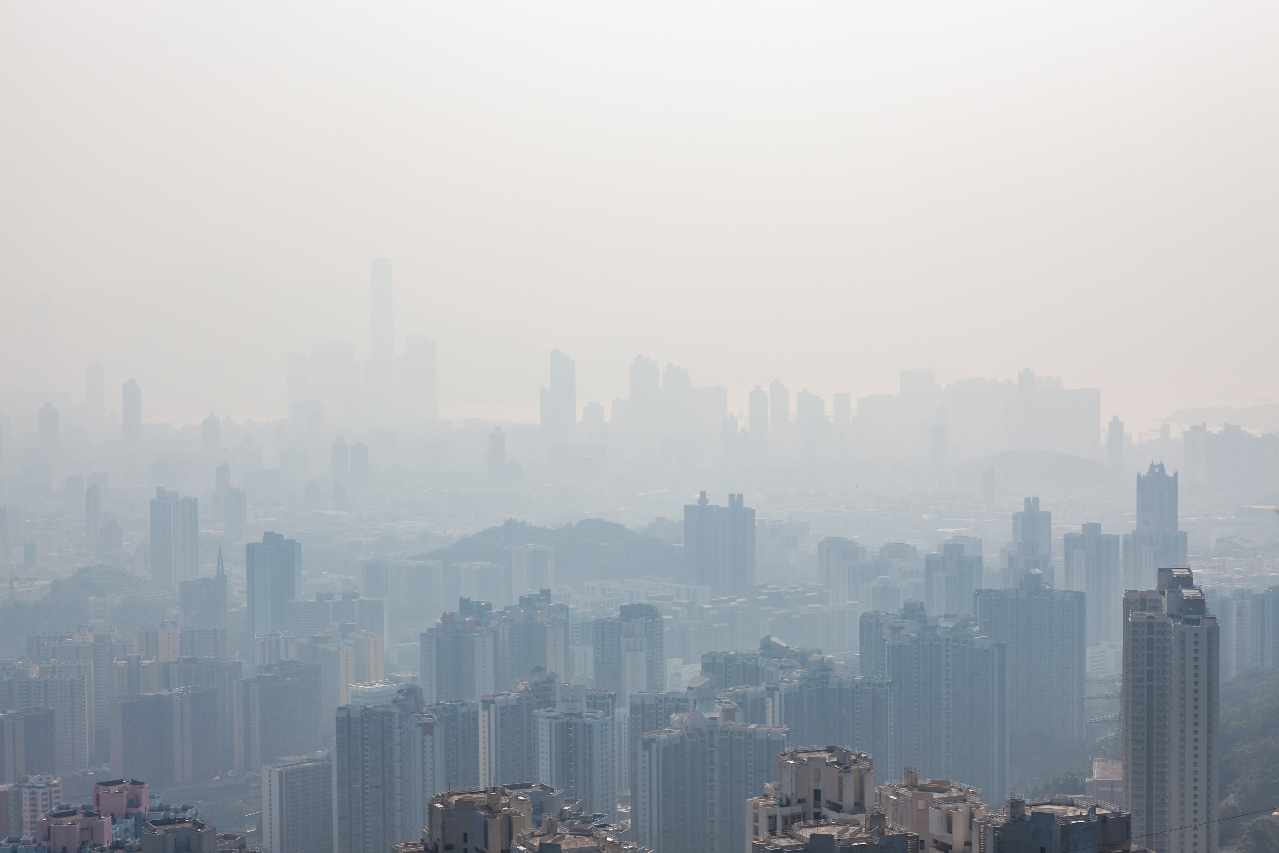 Smog covers a cityscape