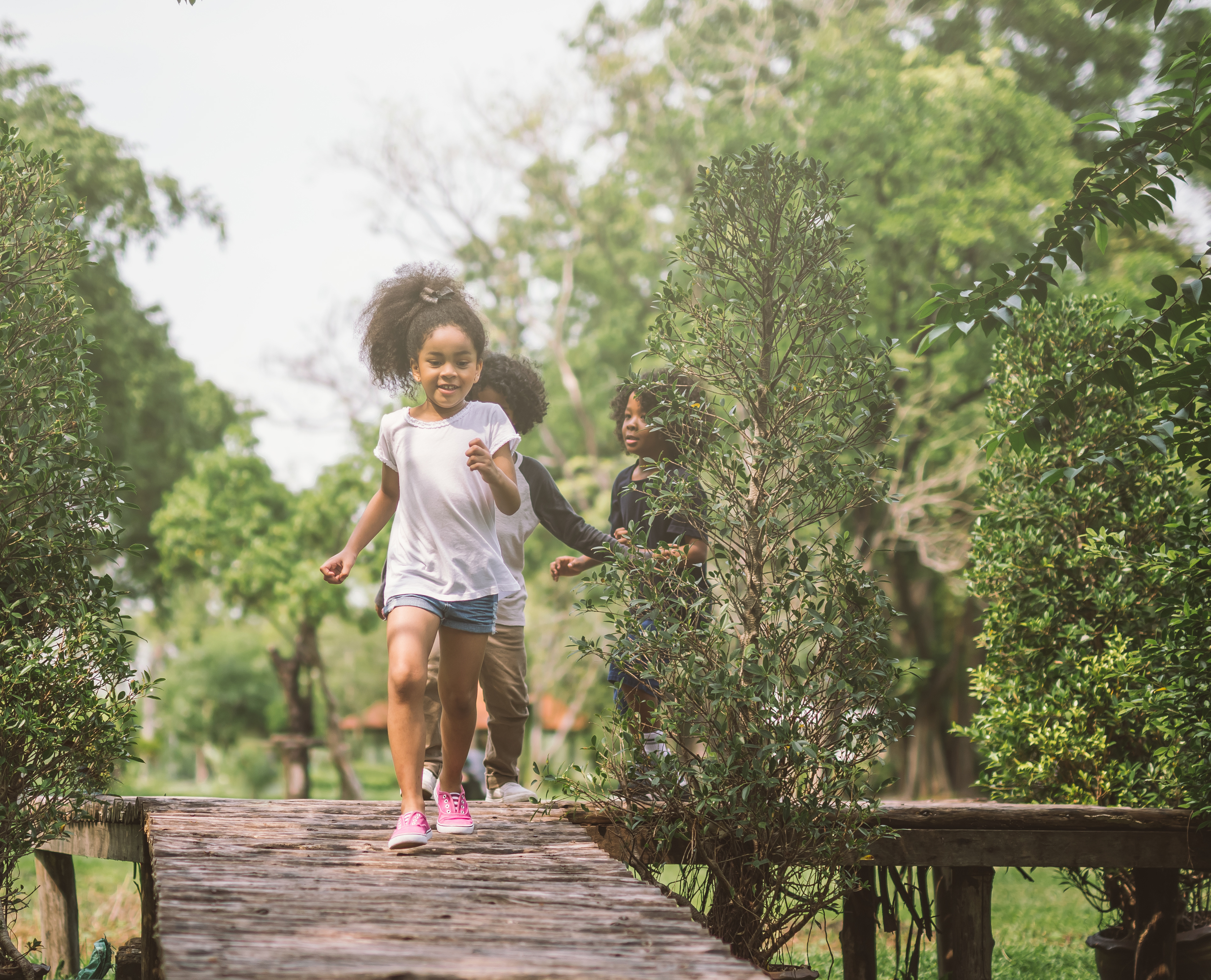 children running and playing outside