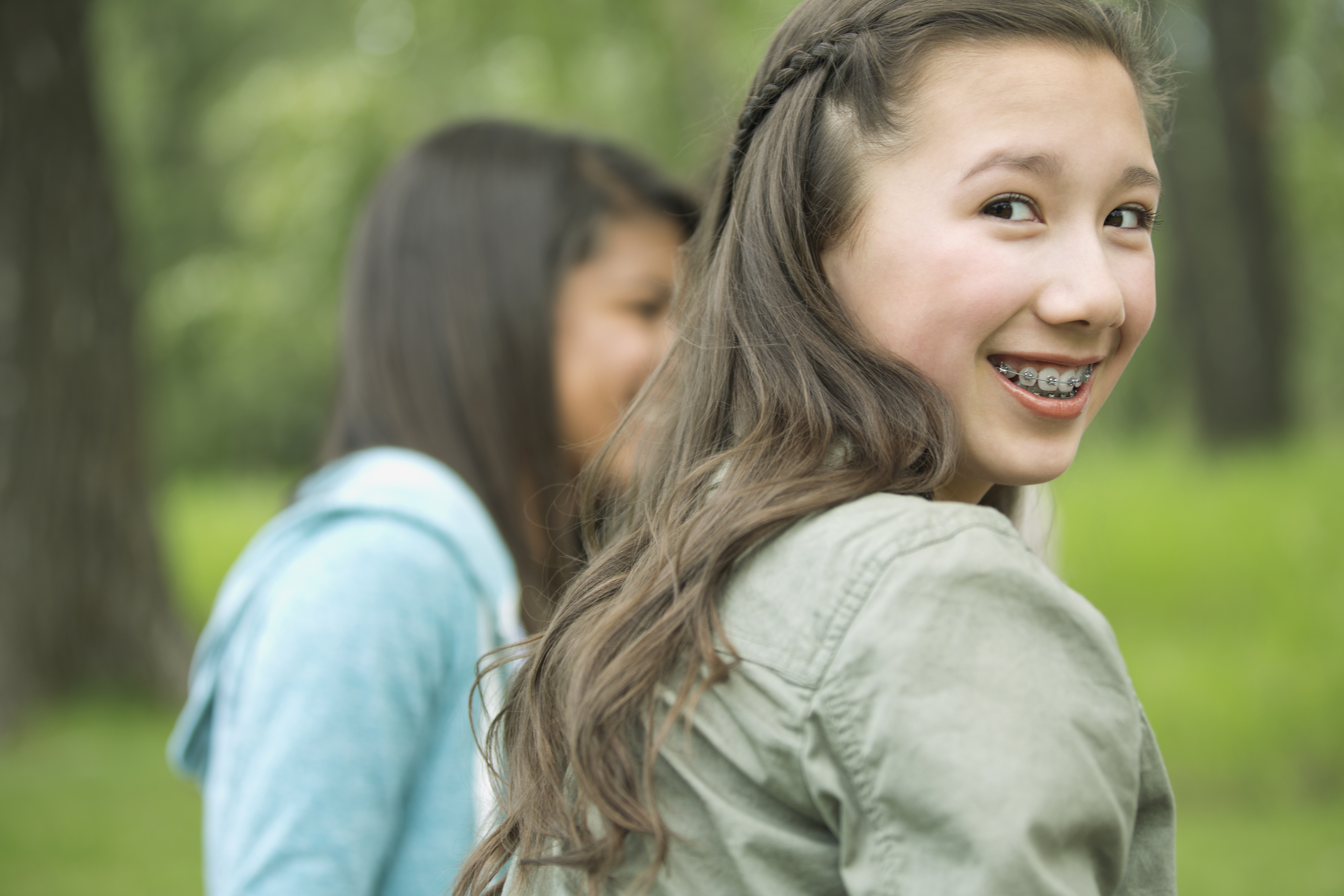 girl with braces in the park