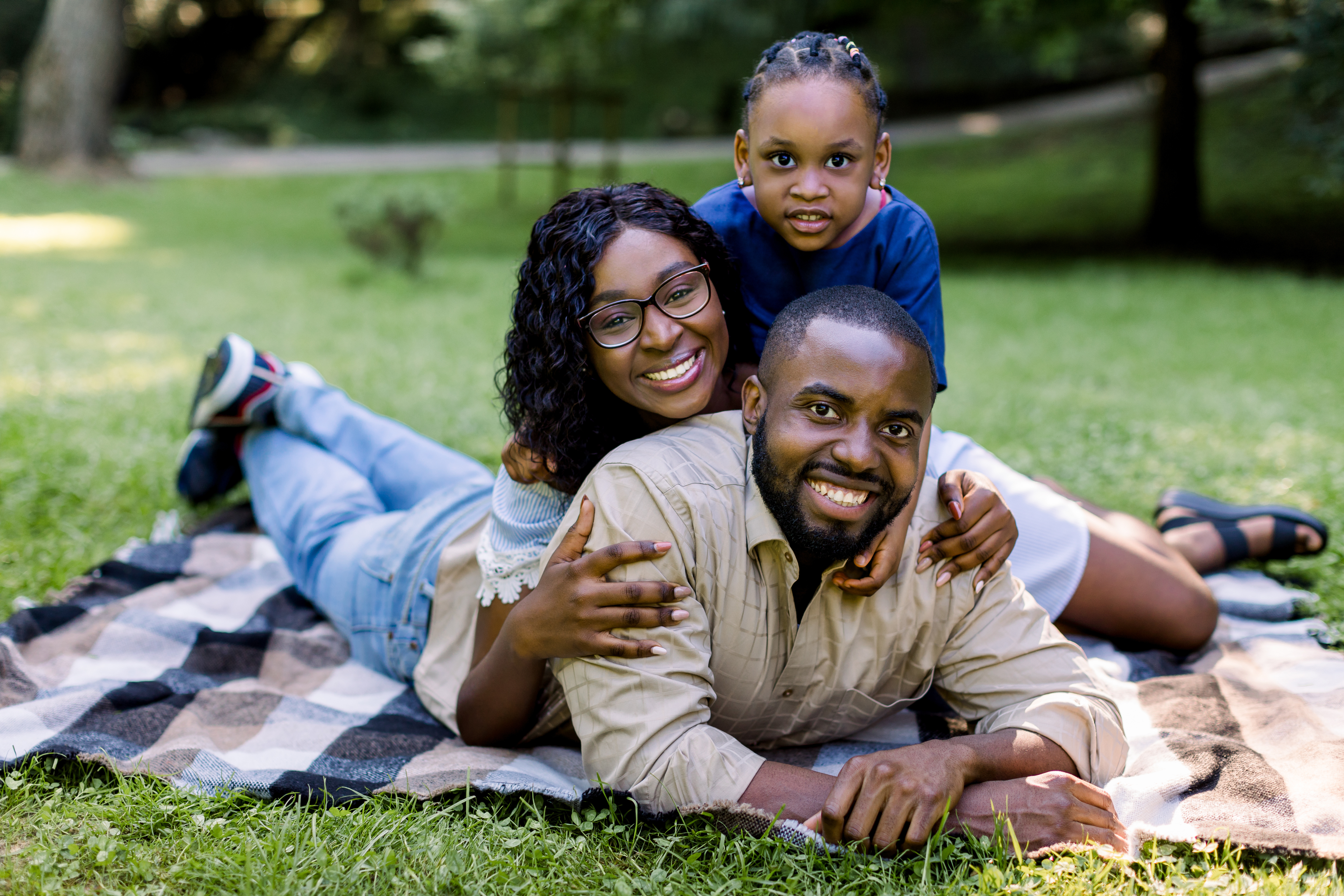 family on a picnic blanket