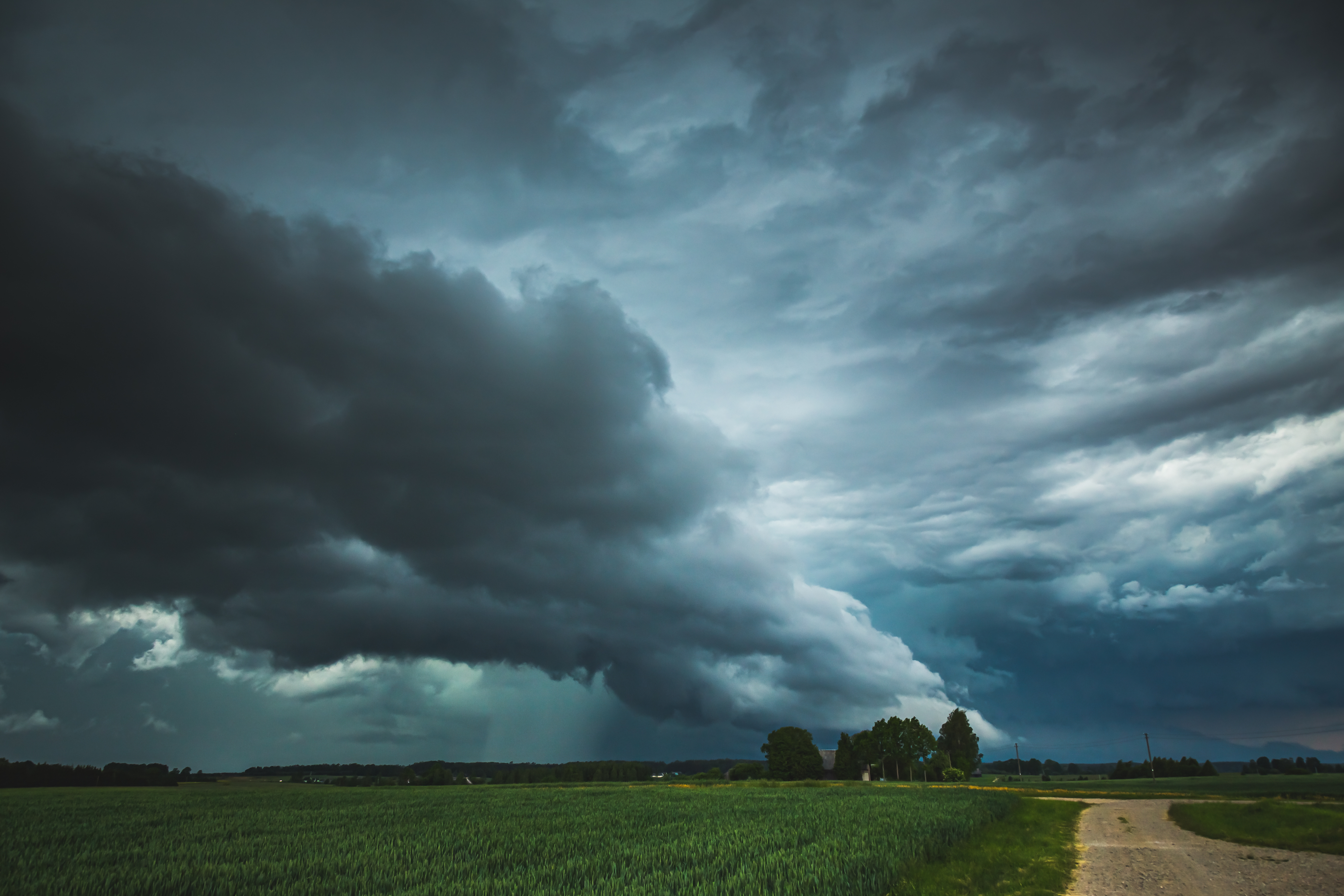 storm on the horizon of a rural landscape