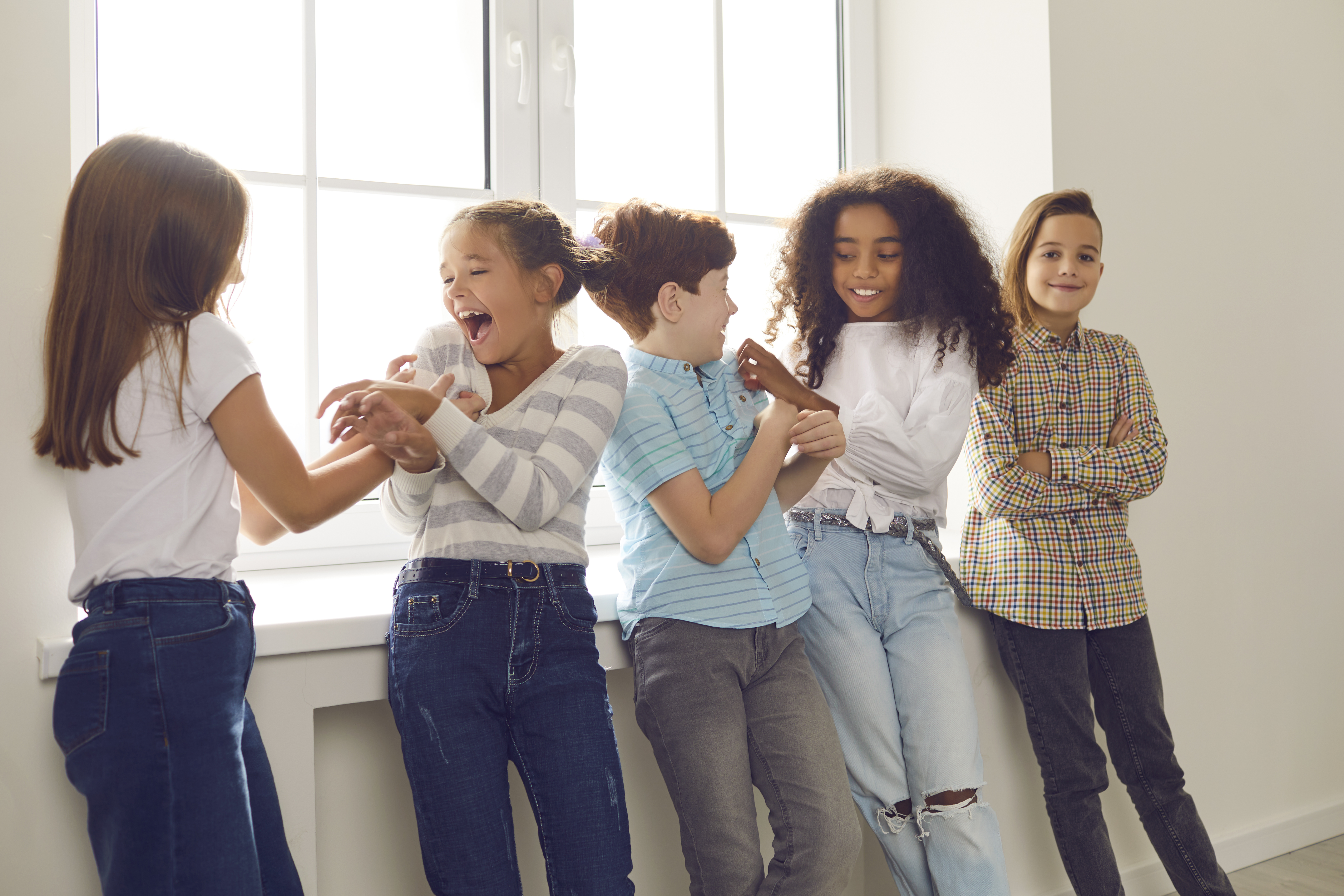 kids laugh and talk together